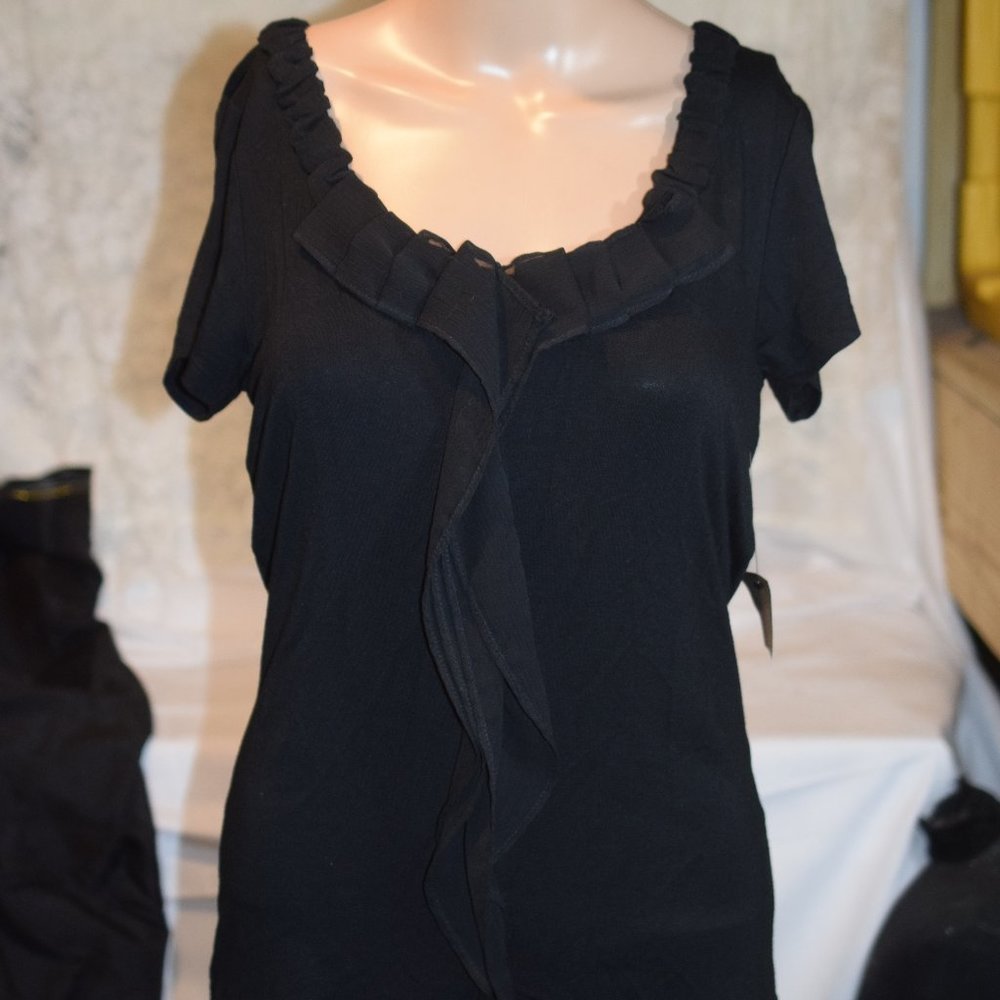 Tahari Black Short Sleeve Blouse